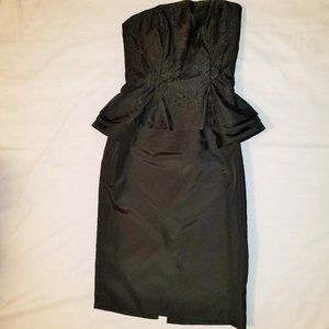 Vintage Louisa Nevins Strapless Cocktail Black Dress Ruffled Hip Free Ship SZ 4